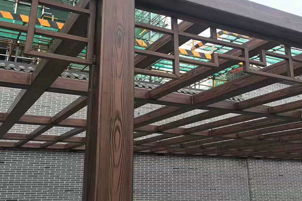 西城车库入口不锈钢仿木纹漆施工